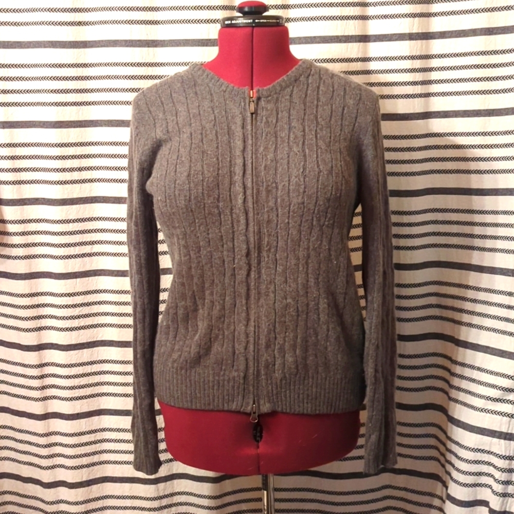 Eddie Bauer Angora Zip-Up Knit Sweater